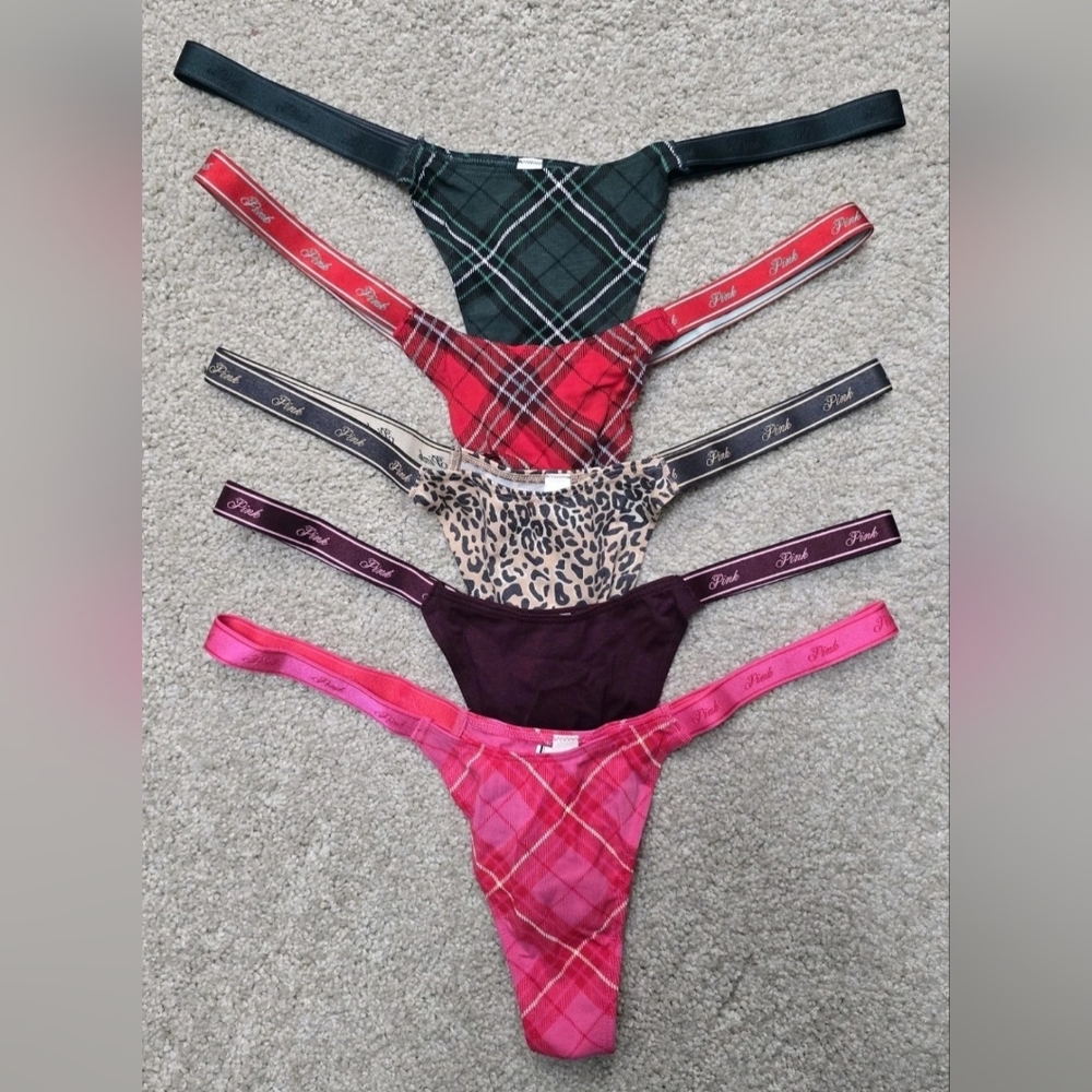 X5 Victoria's Secret Pink Logo Cotton High-Leg Micro Thong Panty LARGE #33